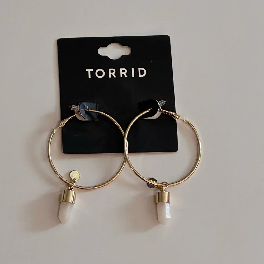 Torrid Quartz Gold Hoop Earrings